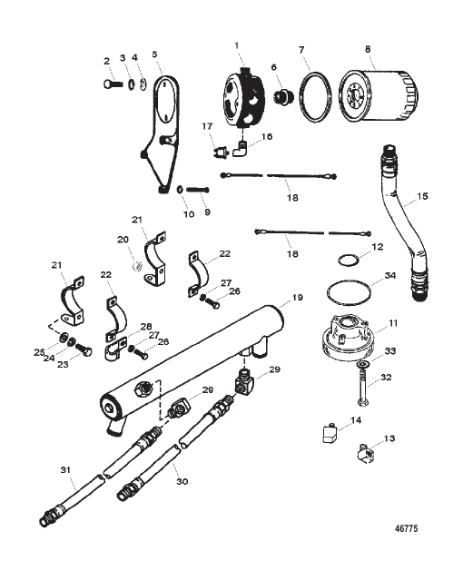 OIL COOLER FILTER AND ADAPTOR (SN 0F348742 AND DOWN)