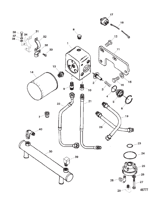 OIL COOLER FILTER AND ADAPTOR (SN 0F615830 AND UP)