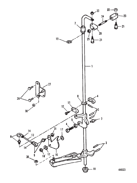 TowerShaft and Throttle Linkage 0E009500 Thru 0E093699