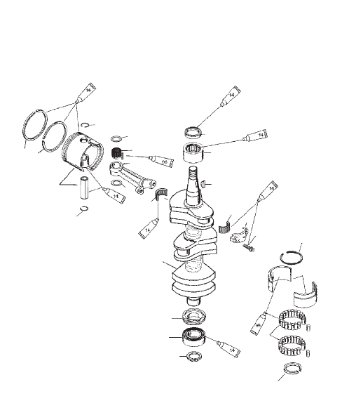 CRANKSHAFT, PISTONS AND CONNECTION RODS