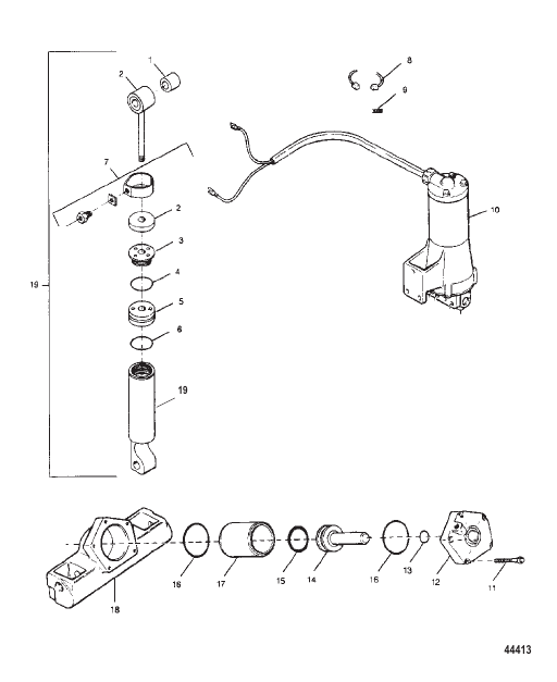 Tilt Cylinder, Trim Cylinder, Motor and Pump