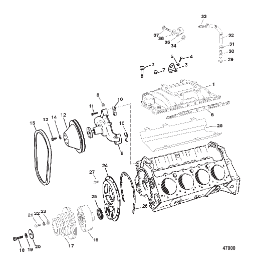 INTAKE MANIFOLD AND FRONT COVER (0F615828 thru 0F87742)