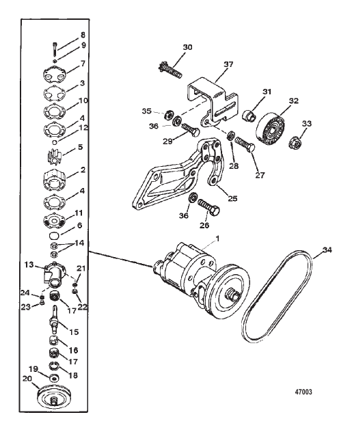 SEA WATER PUMP ASSEMBLY (0D725676 thru 0F877642)