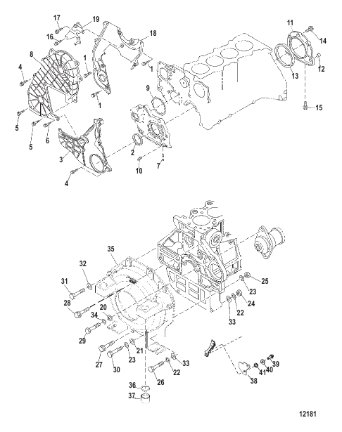 Timing Cover and Flywheel Housing (STERNDRIVE)