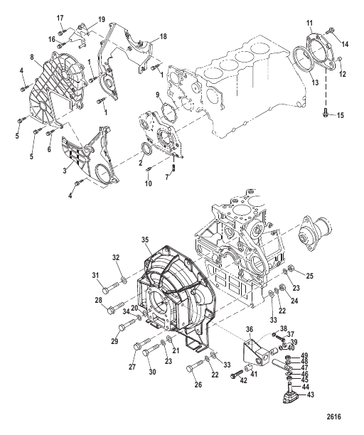 Timing Cover and Flywheel Housing (INBOARD)