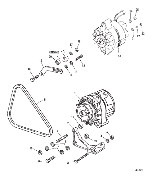 Alternator & Mounting Hardware (S/N-0F319301 and Below)