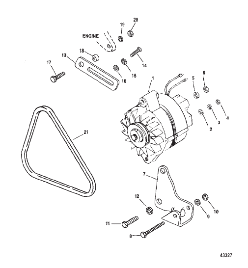 Alternator & Mounting Hardware (S/N-0F319302 and Up)