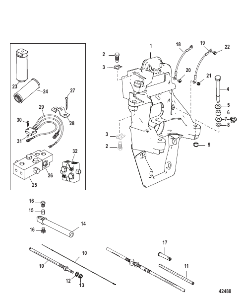 Transom Plate and Shift Cable