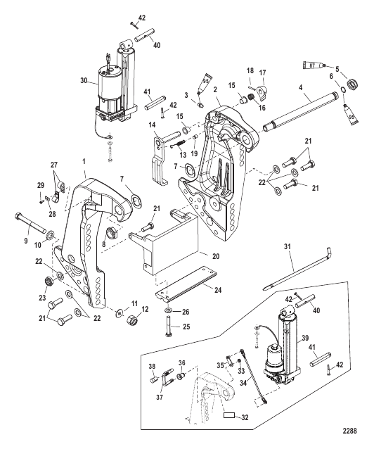 Transom Bracket (SN- USA 0T801000/ BEL 0P268000 and Up)