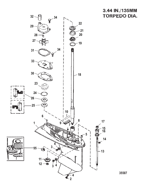 Gear Housing Driveshaft - 1.64:1 Gear Ratio