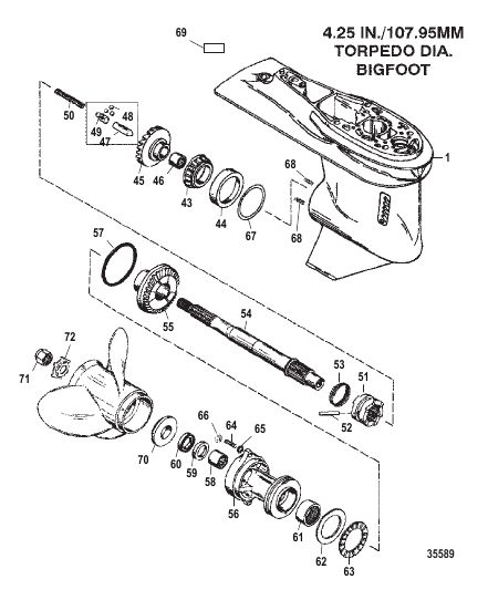 Gear Housing Propeller Shaft - 2.31:1 Gear Ratio