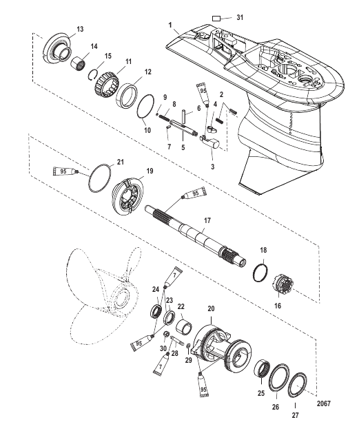 Gear Housing Propeller Shaft - 2.07:1 Gear Ratio