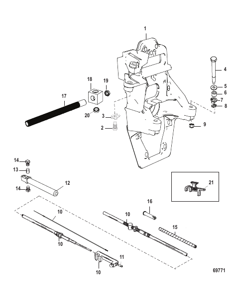 TRANSOM PLATE AND SHIFT CABLE