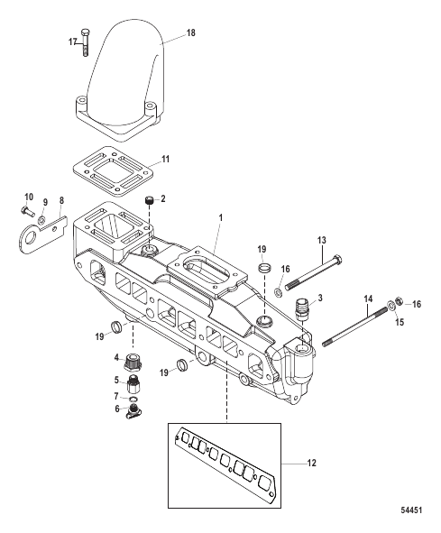 Exhaust Manifold (0M680000 and Up / Without End Caps)