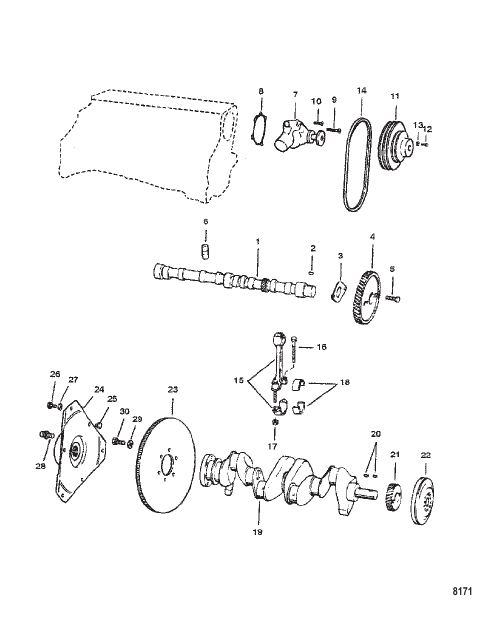 Crankshaft Camshaft and Water Pump