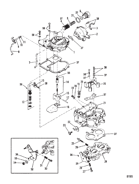 Carburetor (Mercarb) 0D447415 Thru 0D836075