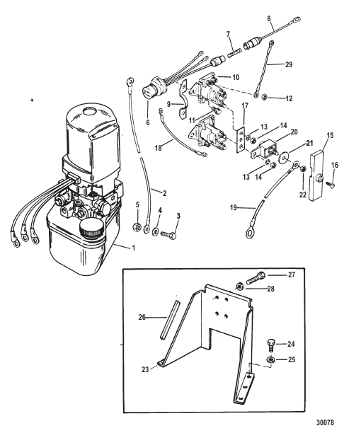 HYDRAULIC PUMP AND BRACKET OILDYNE PUMP/ PLASTIC RESERVOIR