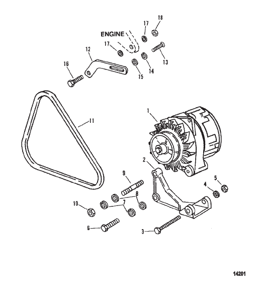 Alternator And Mounting (Serial #D725399, F306550 and Below)