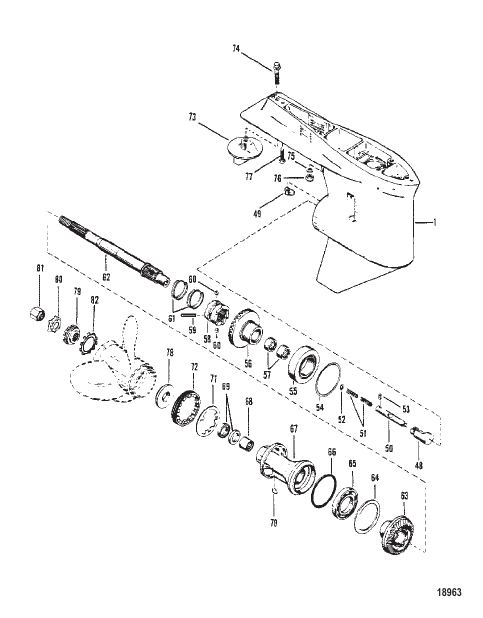 Gear Housing Propeller Shaft - With a Driveshaft Nut