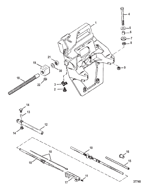 TRANSOM PLATE AND SHIFT CABLE