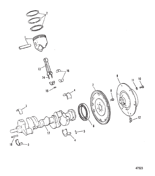 CRANKSHAFT PISTONS, AND CONNECTION RODS