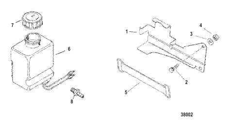 OIL RESERVOIR BOTTLE AND BRACKET