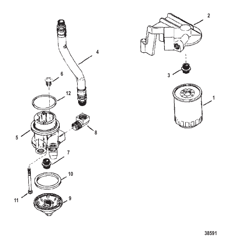 OIL FILTER AND ADAPTOR (S/N-0F114689 and BELOW)