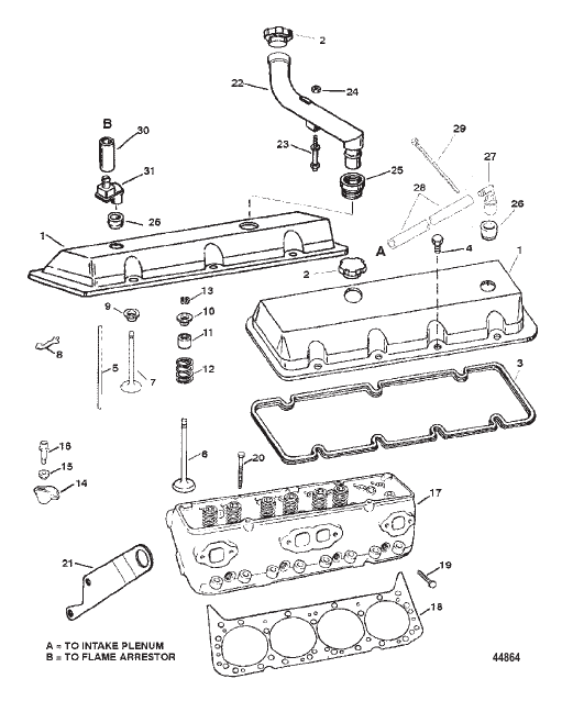 CYLINDER HEAD AND ROCKER COVER (7.4L)