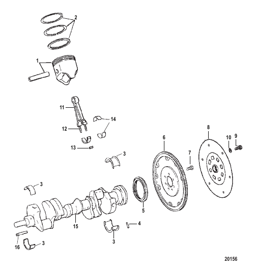 CRANKSHAFT PISTONS AND CONN. RODS (8.2L)