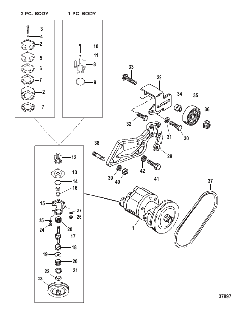 SEA WATER PUMP (VST FUEL SYSTEM) (S/N 0K147349 & BELOW)