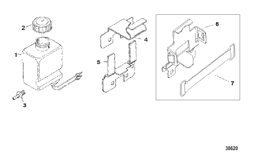 OIL RESERVOIR BOTTLE AND BRACKET
