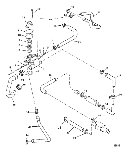 THERMOSTAT HOUSING (STANDARD COOLING) S/N: 0F3519999 & BELOW