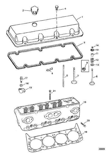 CYLINDER HEAD AND ROCKER COVER (454 MAGNUM)