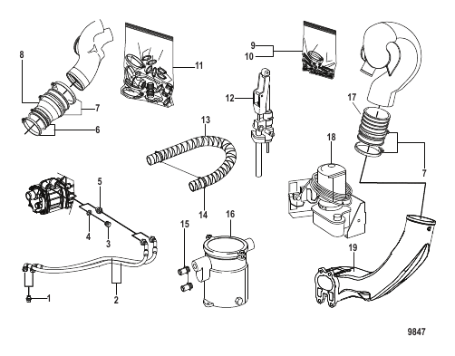 Exhaust Pipes, Trim Pump, SeaWater Filter