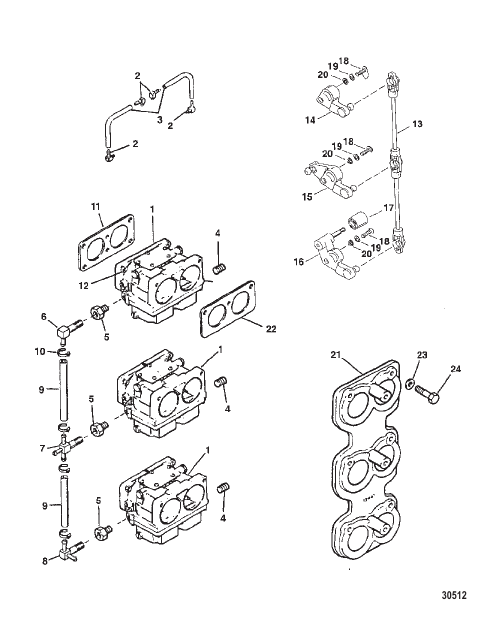 CARBURETOR AND THROTTLE LINKAGE