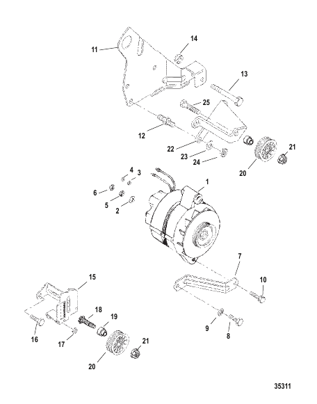 ALTERNATOR (MANDO) & BRACKETS (0L918999 & BELOW)