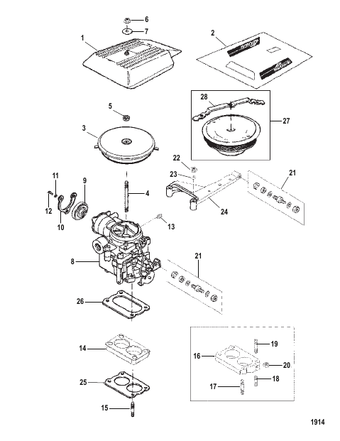CARBURETOR AND THROTTLE LINKAGE (2 BARREL)
