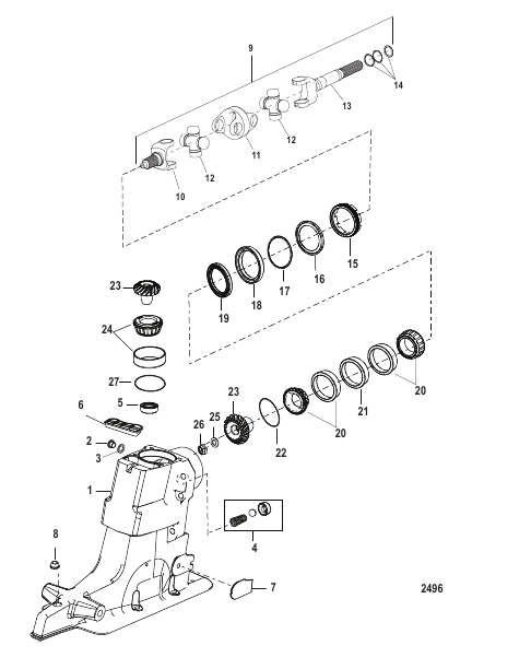 DRIVESHAFT HOUSING AND DRIVE GEARS