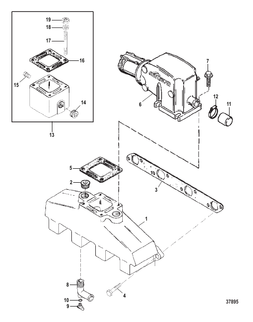 EXHAUST MANIFOLD AND EXHAUST ELBOW (454 MAGNUM)