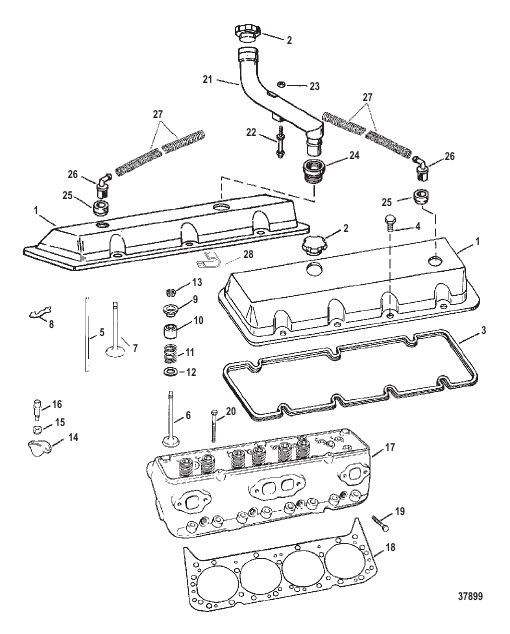 CYLINDER HEAD AND ROCKER COVER (454 MAGNUM)