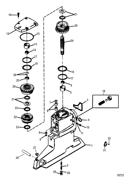DRIVESHAFT HOUSING AND DRIVE GEARS (DIESEL ENGINE)