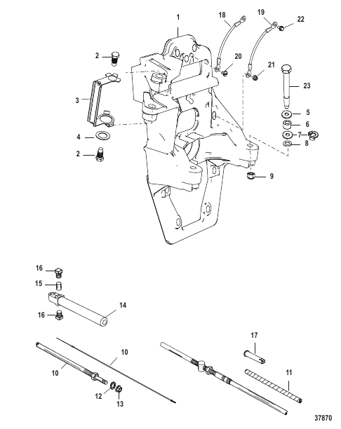 Transom Plate and Shift Cable