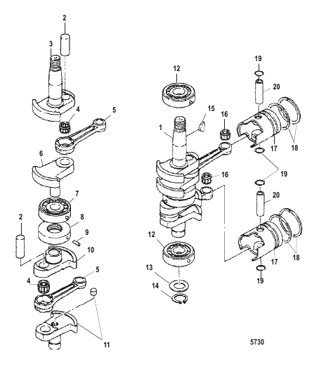 Crankshaft Pistons and Conecting Rods