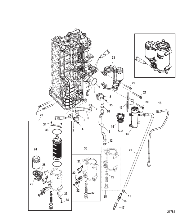 Starboard Cylinder Block/Oil Cooler