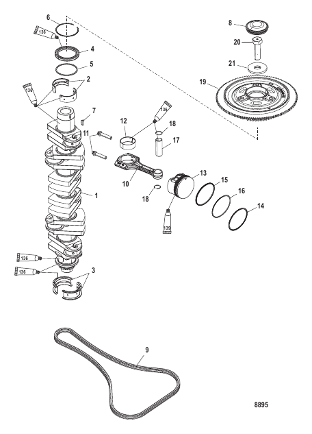 Crankshaft, Pistons and Connecting Rods