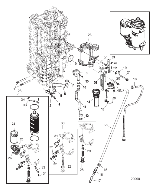 Starboard Cylinder Block/Oil Cooler (1B830815 and Below)