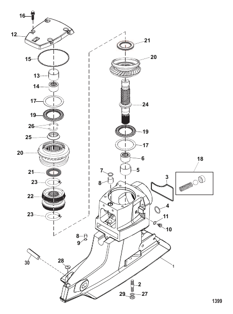 DRIVESHAFT HOUSING AND DRIVE GEARS (STANDARD)