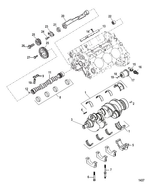 Cylinder Block Camshaft, Crankshaft, And Balanceshaft