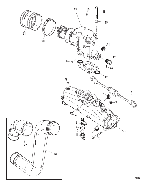Exhaust Manifold Elbow And Pipes - Air Actuated Drain