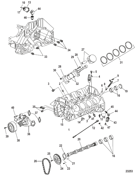 Block Camshaft and Pistons